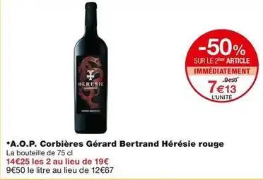 A.o.p. corbières gérard bertrand hérésie rouge