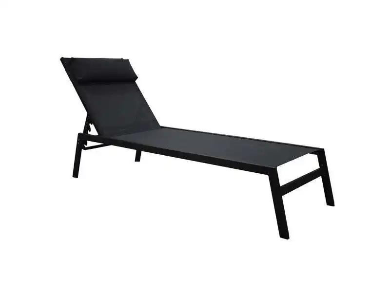 Bain de soleil de jardin NATERIAL Riba en acier gris anthracite