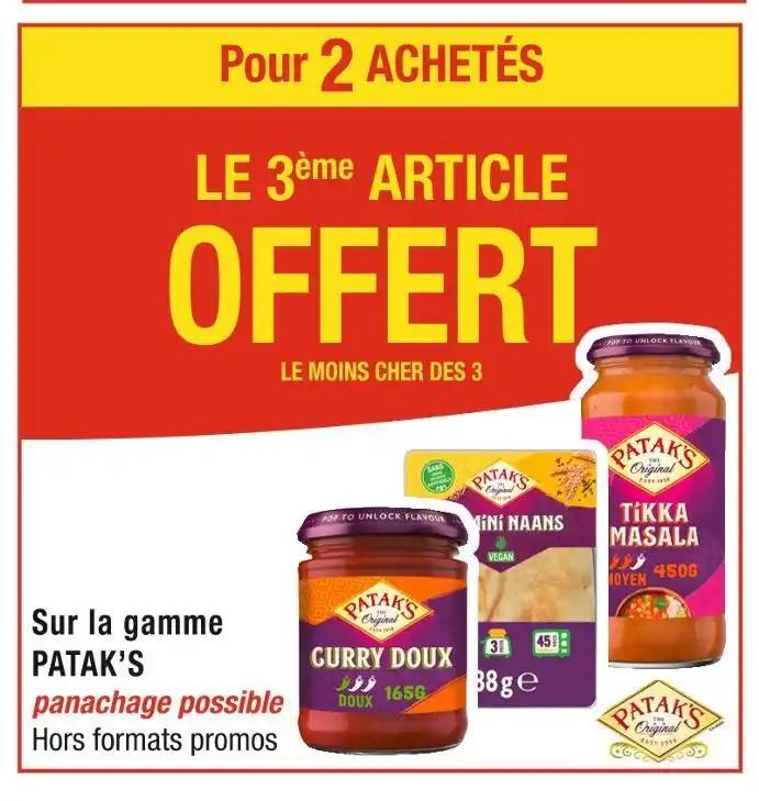 PATAK’S Pour 2 ACHETÉS LE 3ème ARTICLE OFFERT Sur la gamme PATAK’S