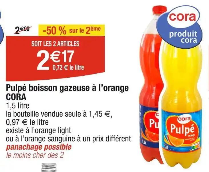 CORA Pulpé boisson gazeuse à l’orange