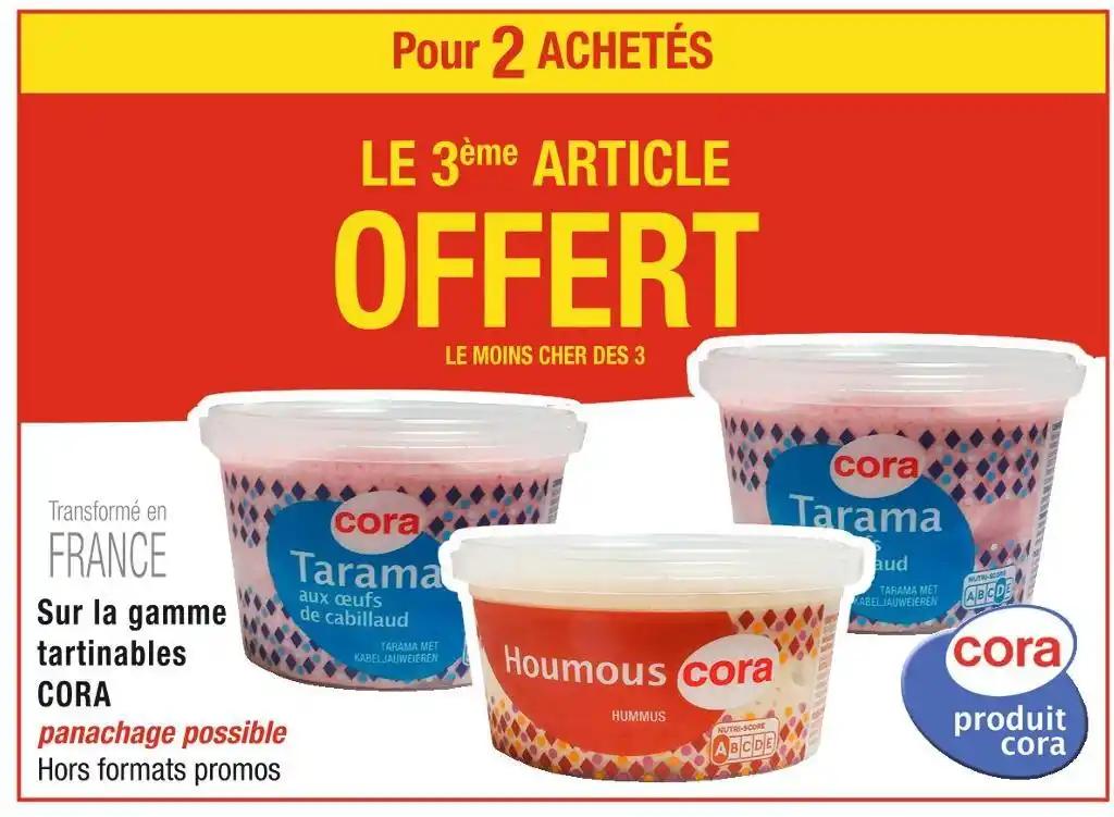 CORA Pour 2 ACHETÉS LE 3ème ARTICLE OFFERT Sur la gamme tartinables CORA