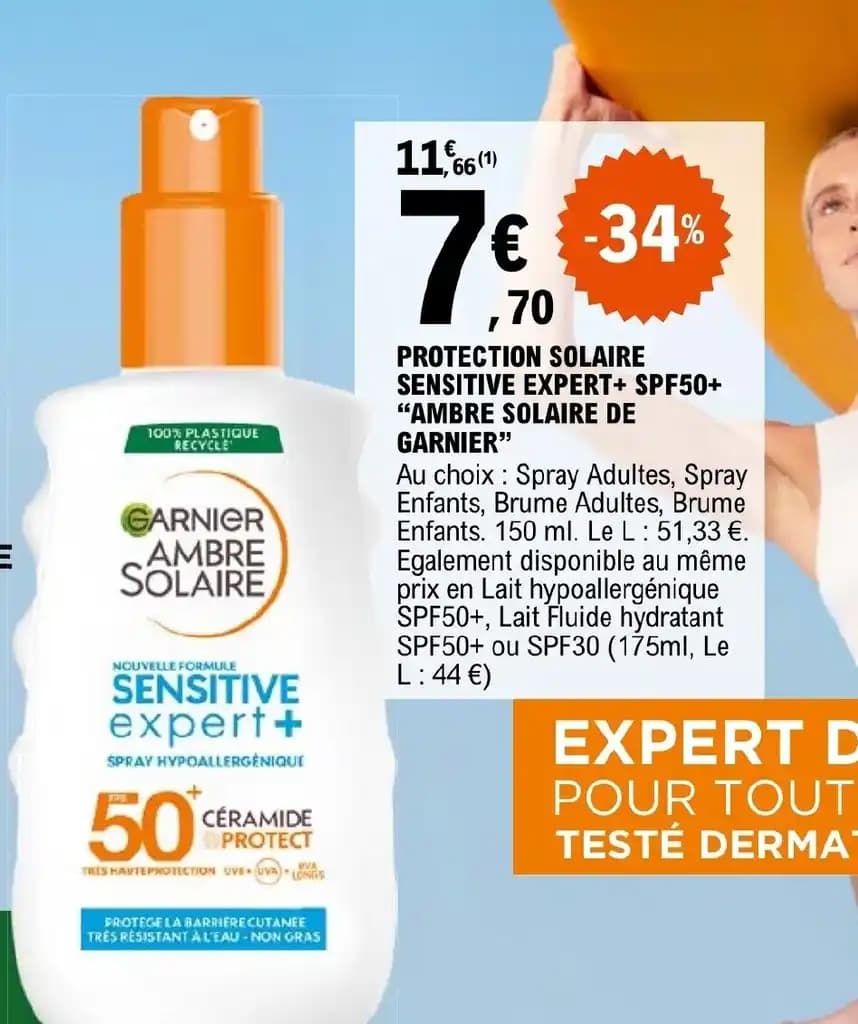PROTECTION SOLAIRE SENSITIVE EXPERT+ SPF50+ "AMBRE SOLAIRE DE