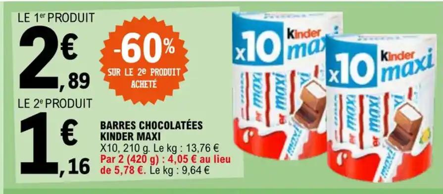 BARRES CHOCOLATÉES KINDER MAXI
