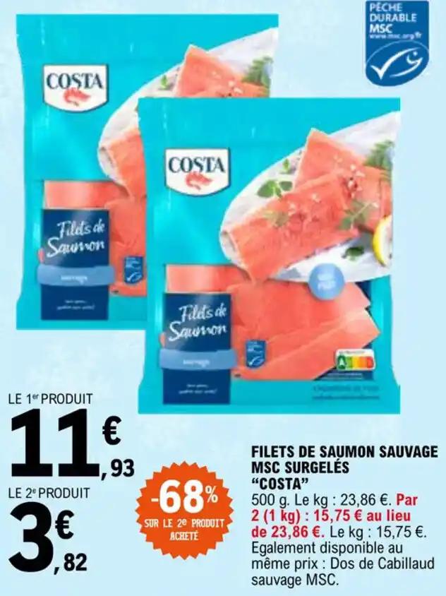 FILETS DE SAUMON SAUVAGE MSC SURGELÉS "COSTA"