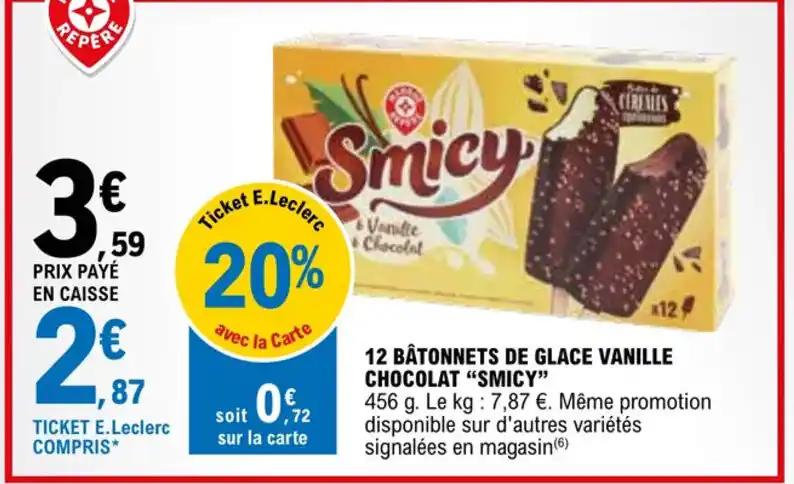 12 BÂTONNETS DE GLACE VANILLE CHOCOLAT "SMICY"