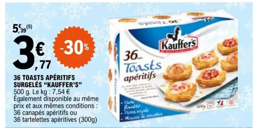 36 TOASTS APÉRITIFS SURGELÉS "KAUFFER'S" 500 g.