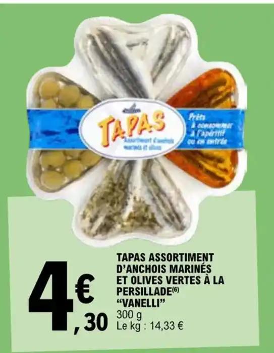 TAPAS ASSORTIMENT D'ANCHOIS MARINÉS ET OLIVES VERTES À LA PERSILLADE(6) "VANELLI❞ 300 g