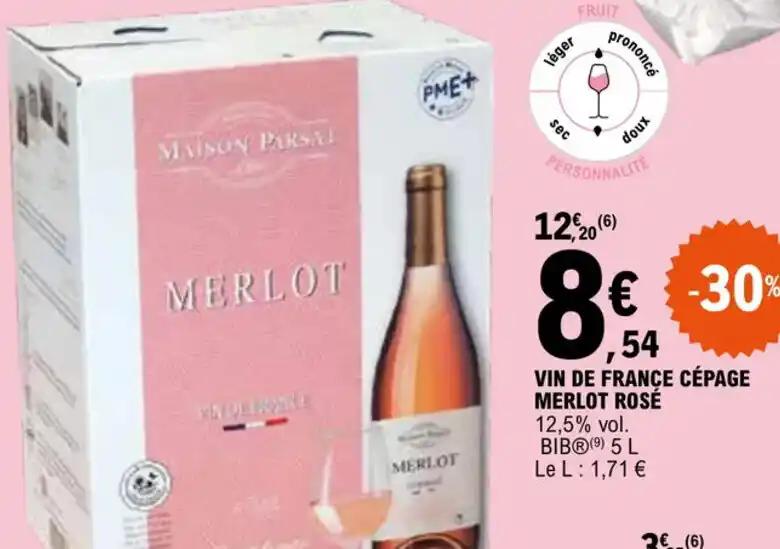 VIN DE FRANCE CÉPAGE MERLOT ROSÉ
