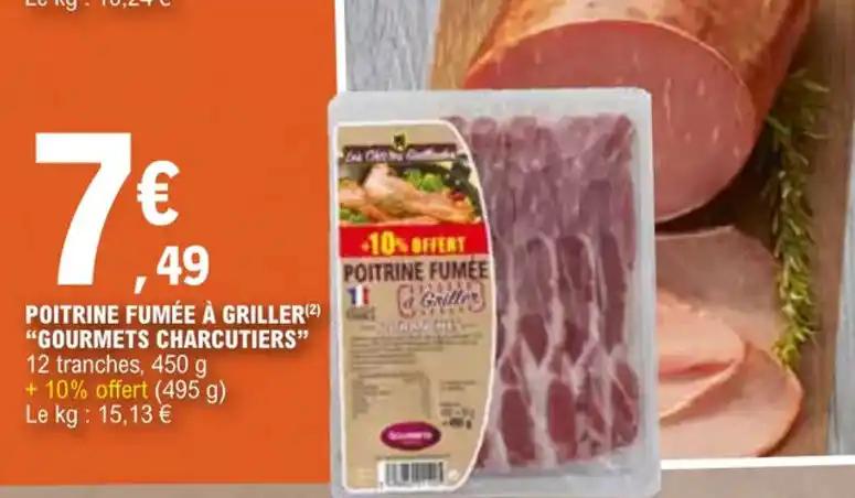 POITRINE FUMÉE À GRILLER(2) "GOURMETS CHARCUTIERS" 12 tranches, 450 g