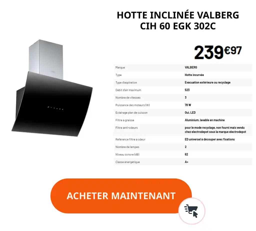Promotion Exclusives de Hotte inclinée : Découvrez l'Offre incontournable