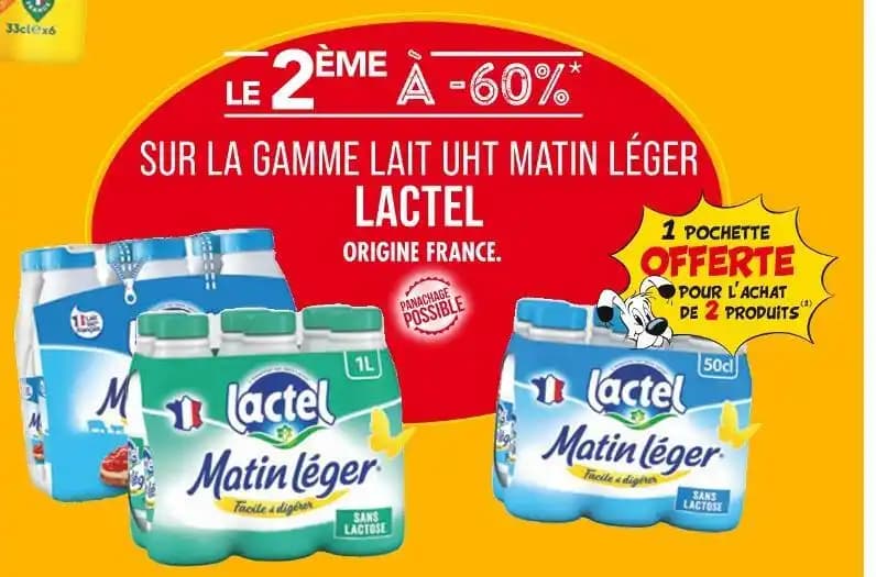 LACTEL LE 2ÈME À -60% SUR LA GAMME LAIT UHT MATIN LÉGER LACTEL
