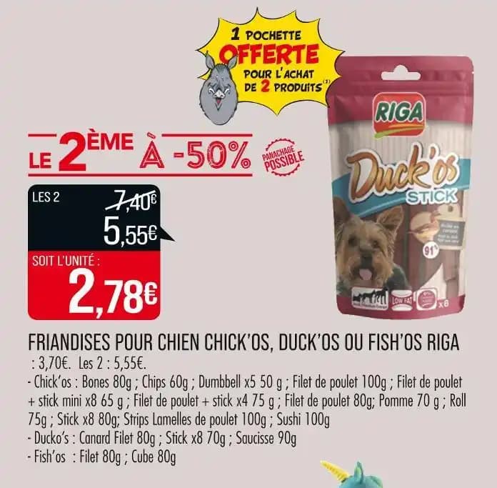 RIGA FRIANDISES POUR CHIEN CHICK’OS, DUCK’OS OU FISH’OS