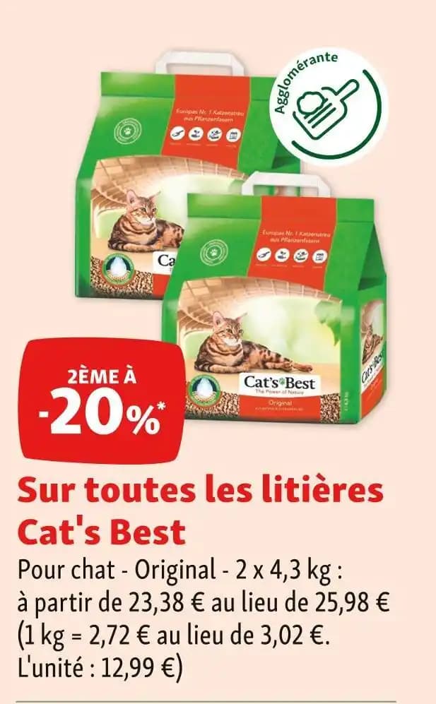 Cat's Best 2ÈME À -20% Sur toutes les litières Cat's Best