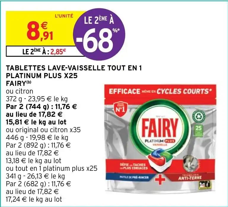 TABLETTES LAVE-VAISSELLE TOUT EN 1 PLATINUM PLUS X25 FAIRY(b)