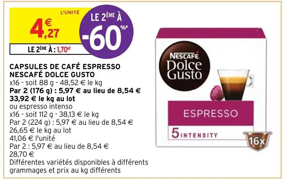 CAPSULES DE CAFÉ ESPRESSO NESCAFÉ DOLCE GUSTO