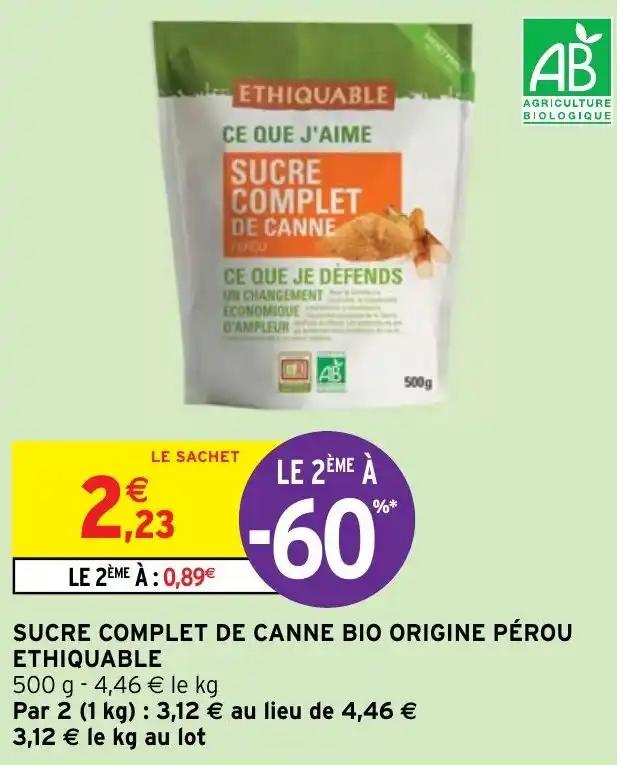 SUCRE COMPLET DE CANNE BIO ORIGINE PÉROU ETHIQUABLE
