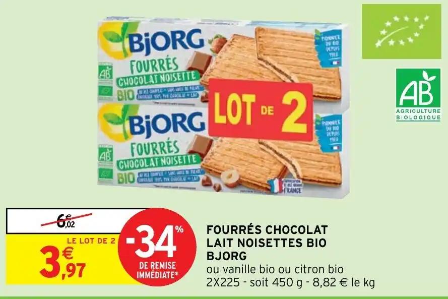 FOURRÉS CHOCOLAT LAIT NOISETTES BIO BJORG