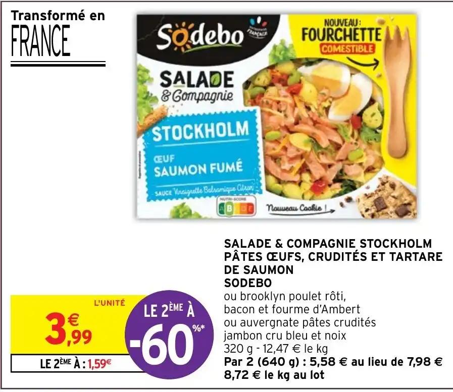 SALADE & COMPAGNIE STOCKHOLM PÂTES ŒUFS, CRUDITÉS ET TARTARE DE SAUMON SODEBO