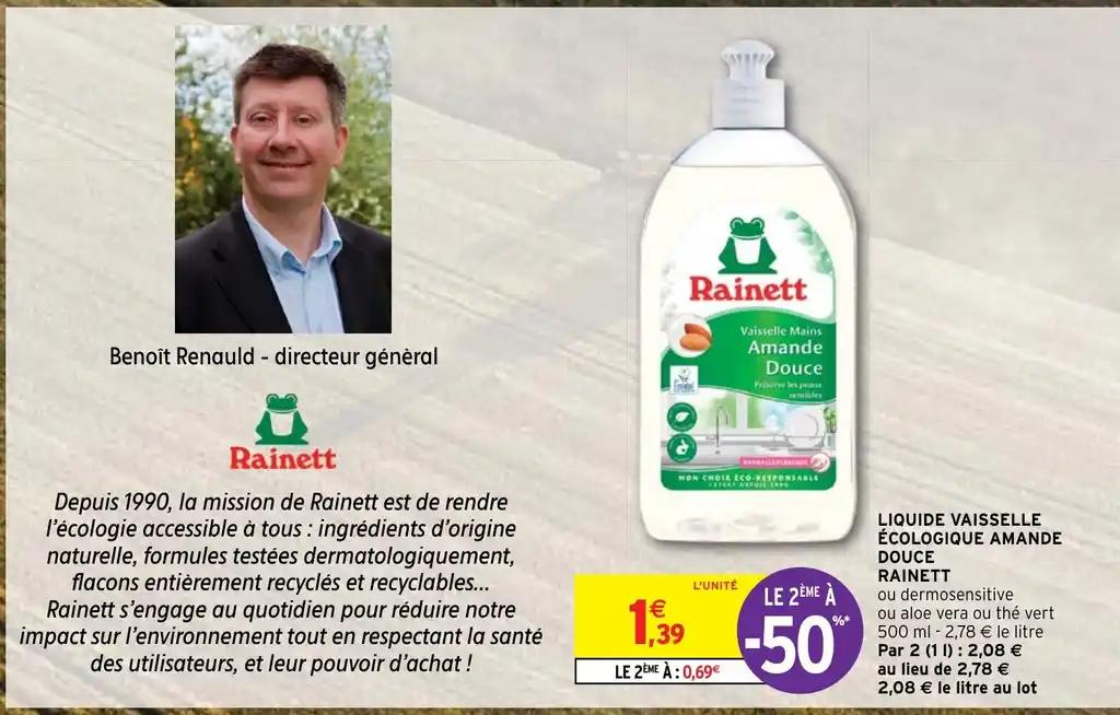 LIQUIDE VAISSELLE ÉCOLOGIQUE AMANDE DOUCE RAINETT