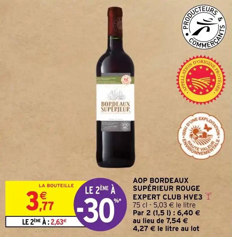 AOP BORDEAUX SUPÉRIEUR ROUGE EXPERT CLUB HVE3 75 cl