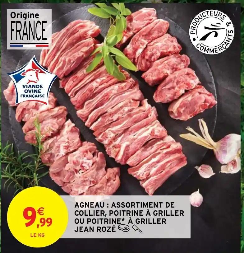 AGNEAU: ASSORTIMENT DE COLLIER, POITRINE À GRILLER OU POITRINE À GRILLER JEAN ROZÉ