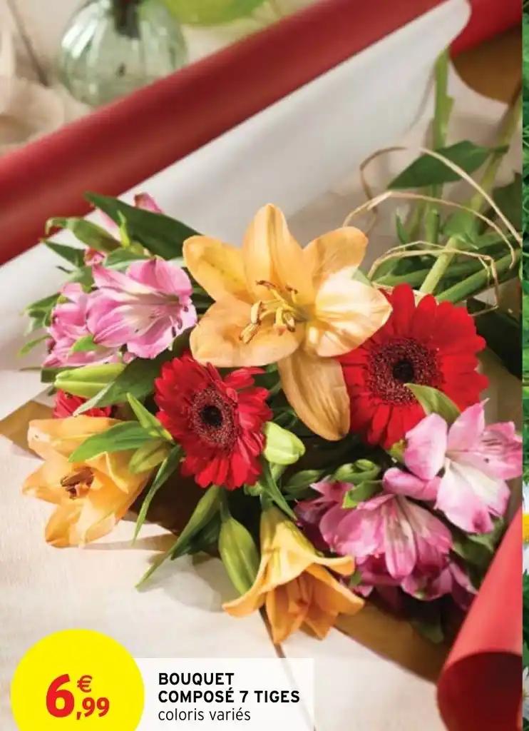 BOUQUET COMPOSÉ 7 TIGES coloris variés