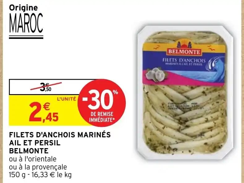 FILETS D'ANCHOIS MARINÉS AIL ET PERSIL BELMONTE