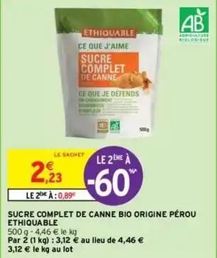 Ethiquable - sucre complet de canne bio origine pérou