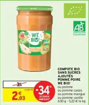 We bio - compote bio sans sucres ajoutés pomme poire