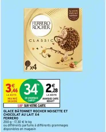 Ferrero rocher - glace batonnet rocher noisette et chocolat au lait