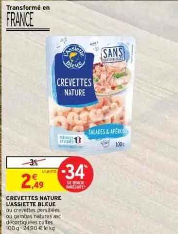 L'assiette bleue - crevettes nature