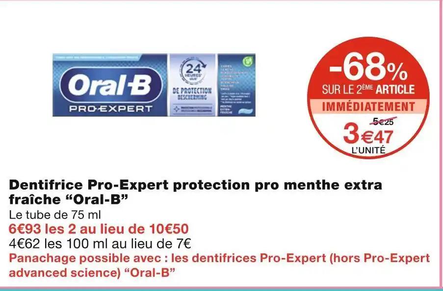 Oral-B Dentifrice Pro-Expert protection pro menthe extra fraîche