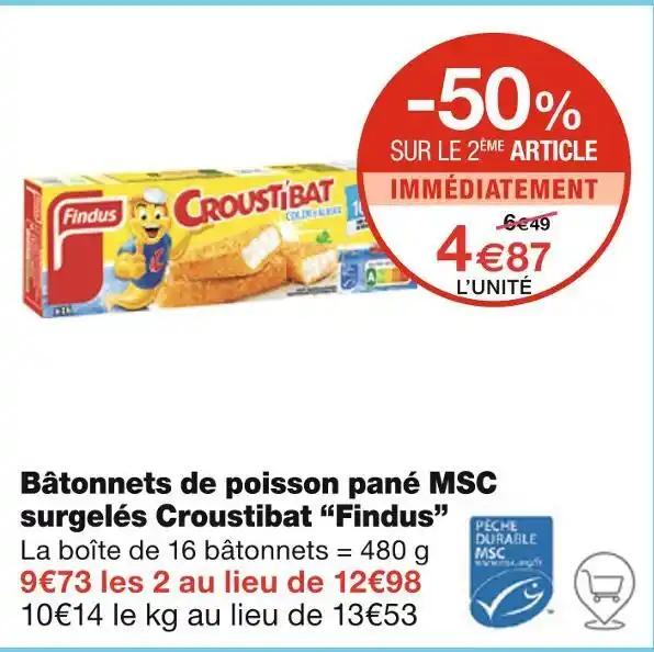 Findus Bâtonnets de poisson pané MSC surgelés Croustibat