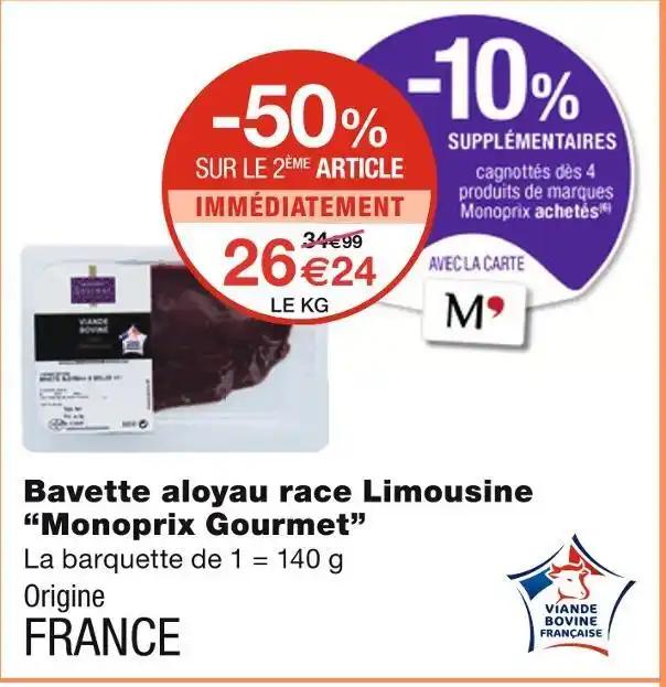 Monoprix Gourmet Bavette aloyau race Limousine