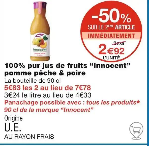 Innocent 100% pur jus de fruits pomme pêche & poire
