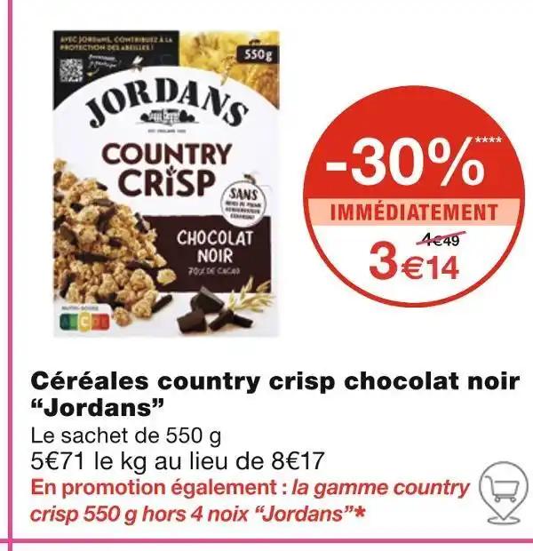 Jordans Céréales country crisp chocolat noir