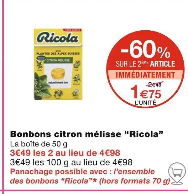 Ricola Bonbons citron mélisse