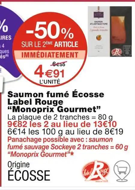 Monoprix Gourmet Saumon fumé Écosse Label Rouge