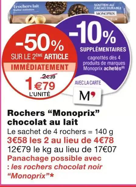 Monoprix Rochers chocolat au lait