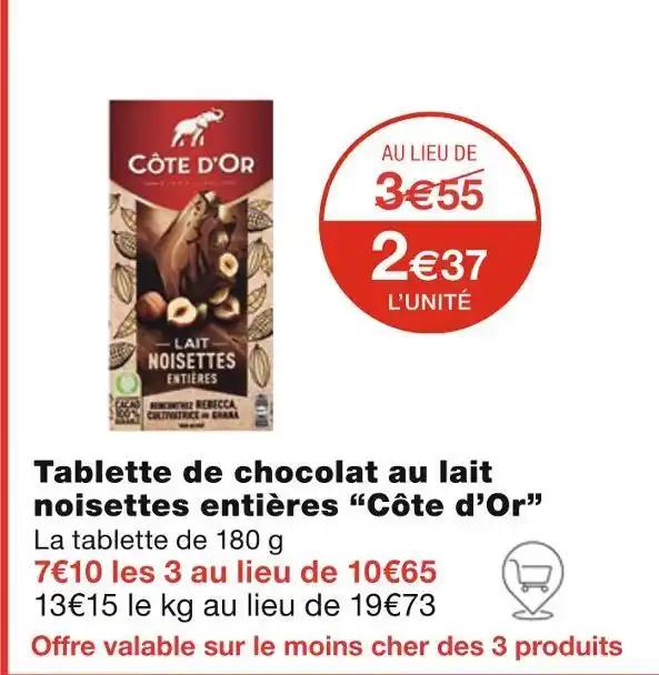 Côte d’Or Tablette de chocolat au lait noisettes entières