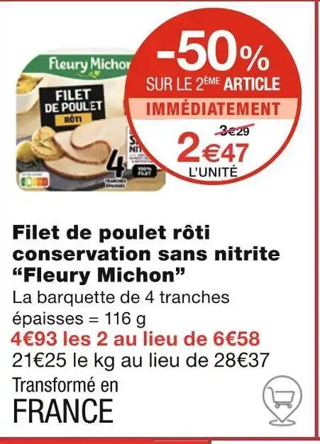 Fleury Michon Filet de poulet rôti conservation sans nitrite