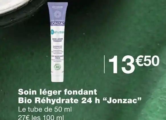Jonzac Soin léger fondant Bio Réhydrate 24 h