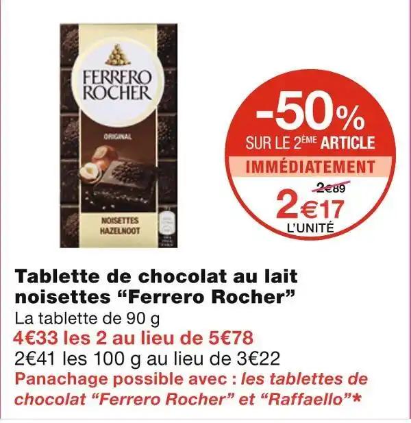 Ferrero Rocher Tablette de chocolat au lait noisettes