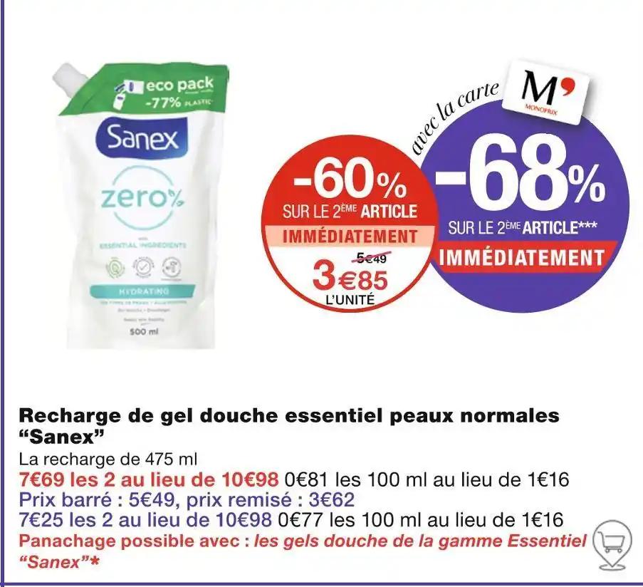 Sanex Recharge de gel douche essentiel peaux normales