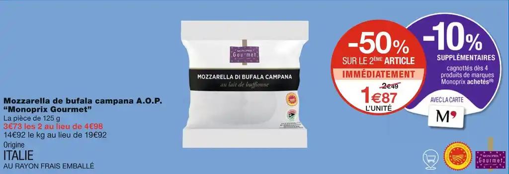 Monoprix Gourmet Mozzarella de bufala campana A.O.P