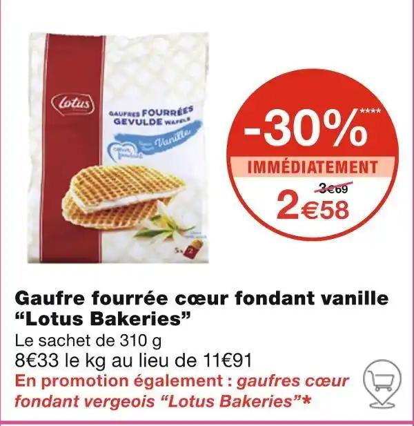 Lotus Bakeries Gaufre fourrée cœur fondant vanille