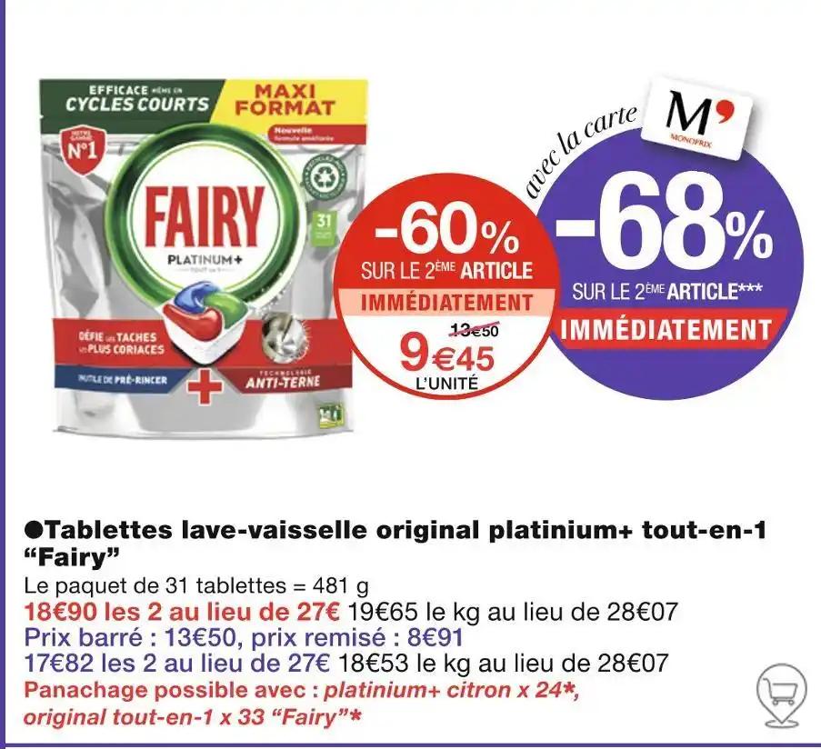 Fairy ●Tablettes lave-vaisselle original platinium+ tout-en-1