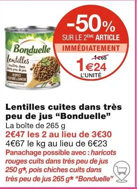 Bonduelle Lentilles cuites dans très peu de jus