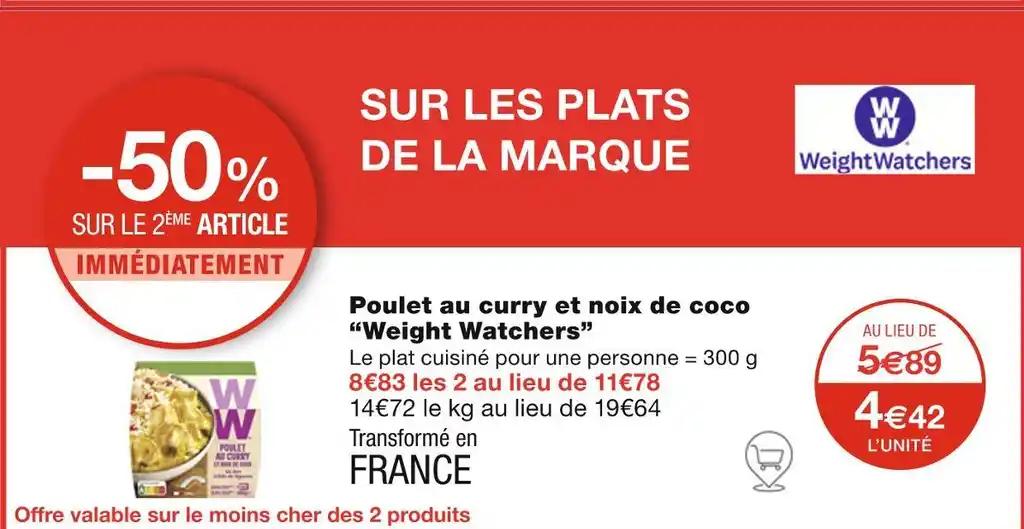 Weight Watchers Poulet au curry et noix de coco