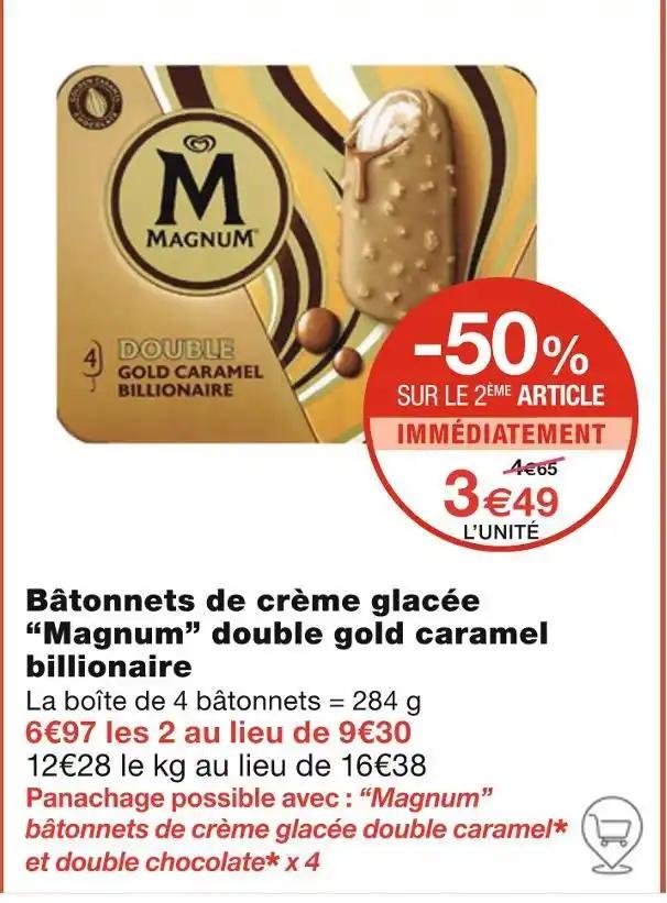 Magnum Bâtonnets de crème glacée double gold caramel billionaire